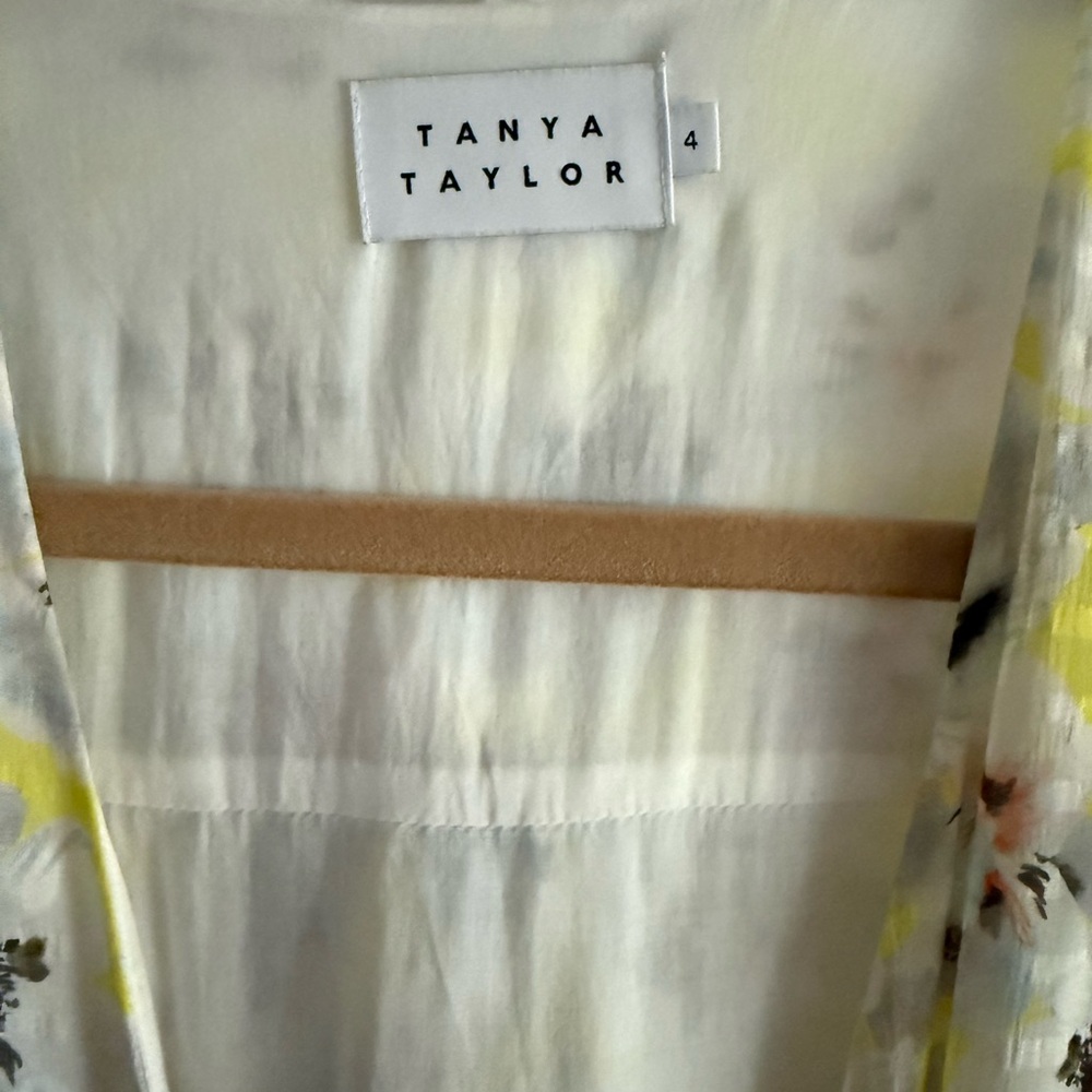 Tanya Taylor White Floral Wrap Mini Dress with Yellow Accents - Picture 3 of 3